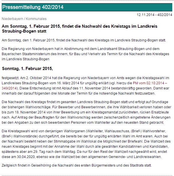 Pressemitteilung der Regierung von Niederbayern