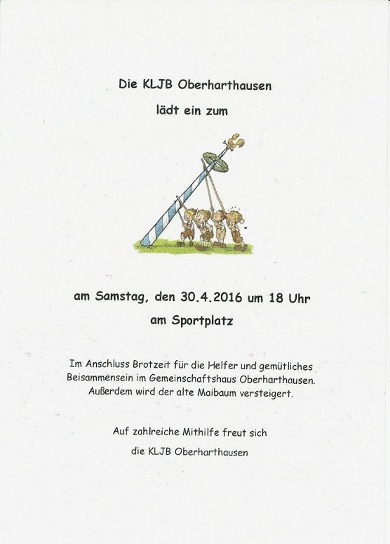 Einladung Maibaumaufstellen