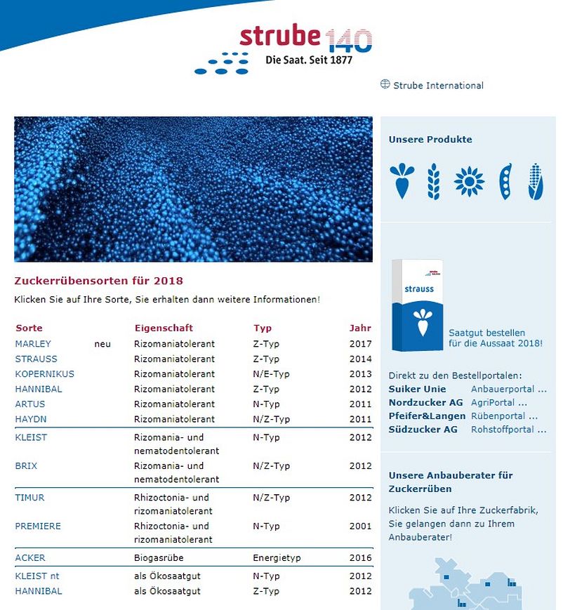Zuckerrübensorten Strube