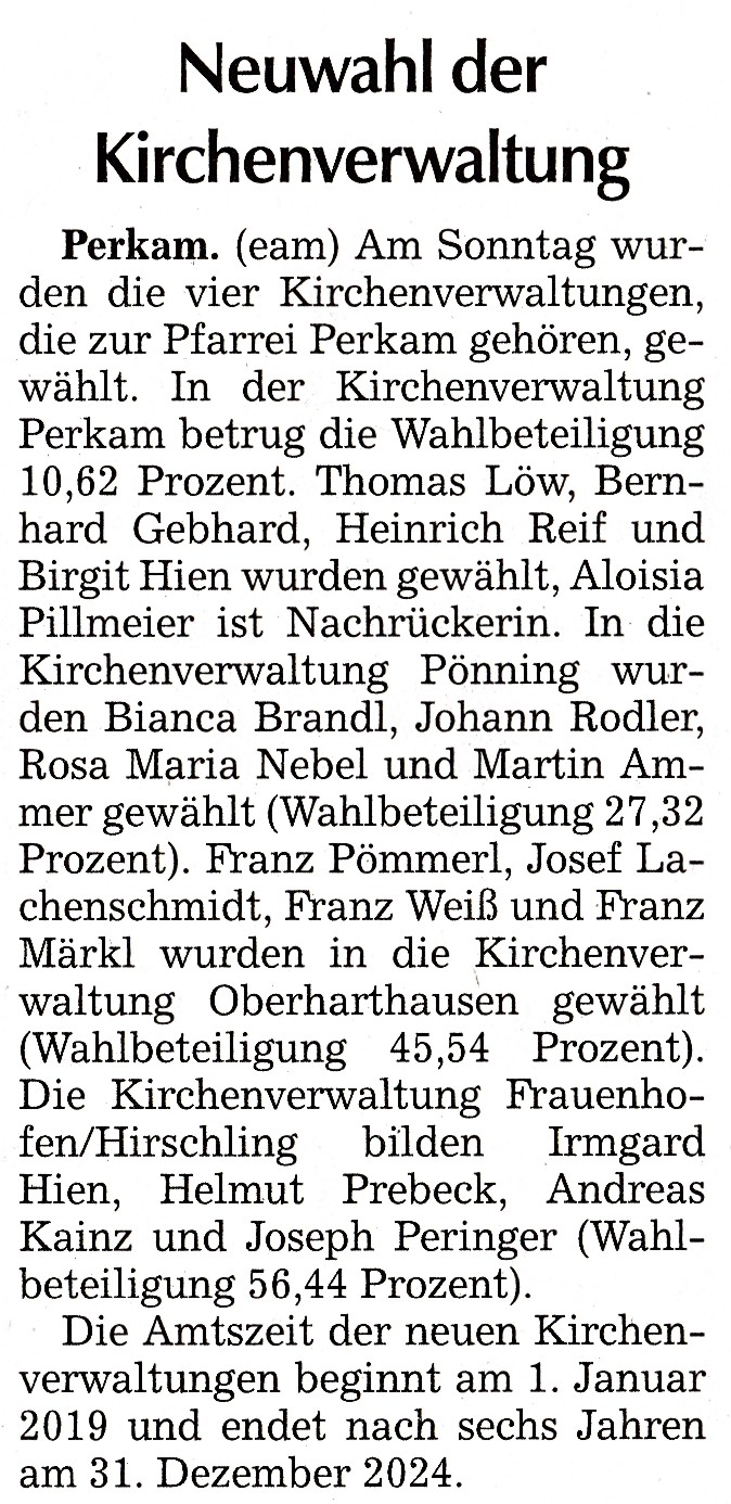Kirchenratswahlen Zeitungsbericht