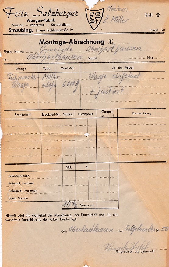 Gemeindewaage aufgestellt 1950 klein