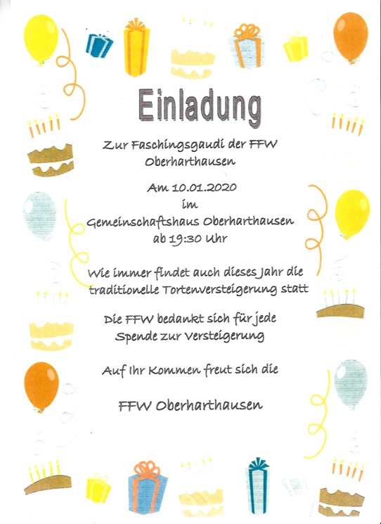 Einladung Faschingsgaudi