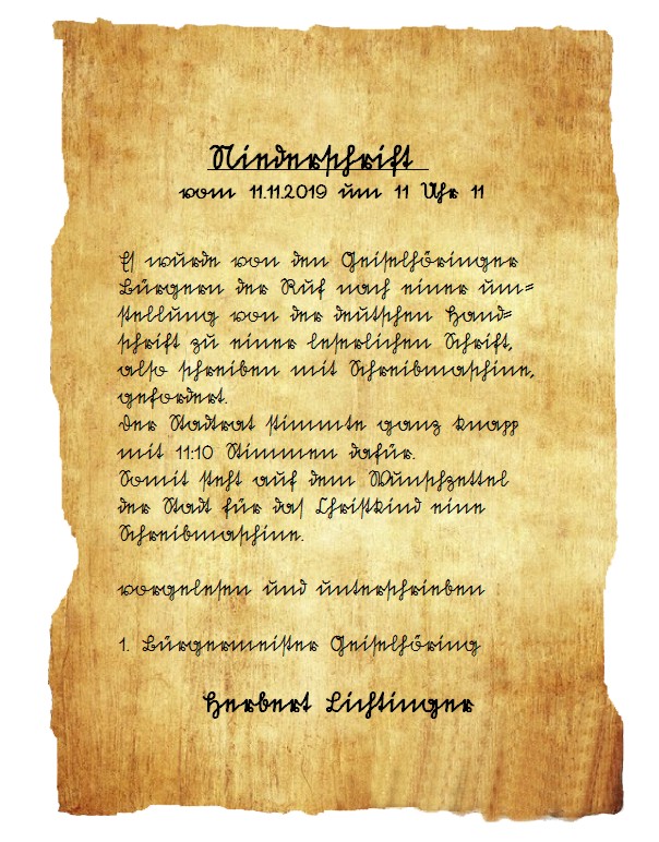 Niederschrift sütterlin