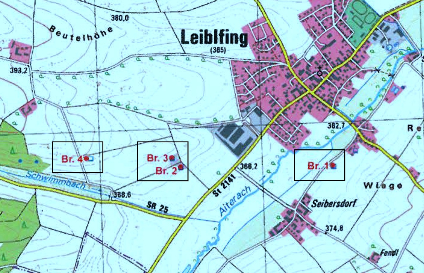 Lage der Brunnen in Leiblfing