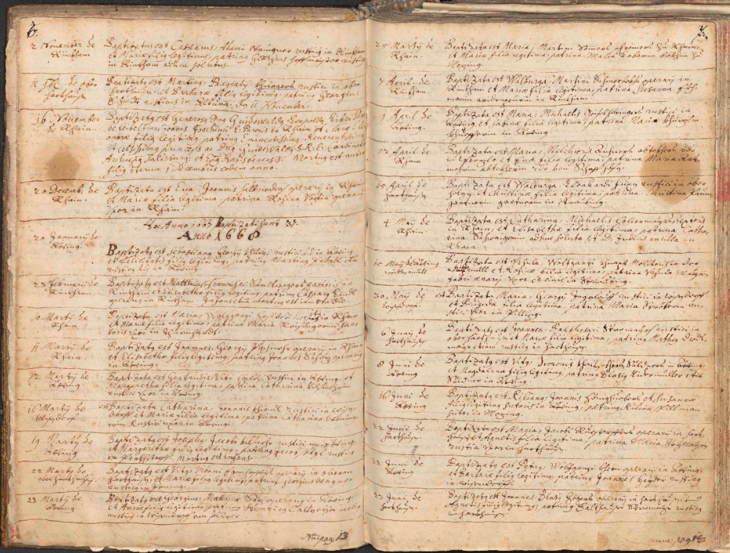 Taufen Trauungen Beerdigungen 1668