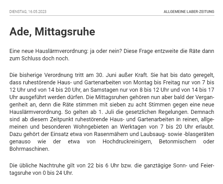Hauslärmverordnung