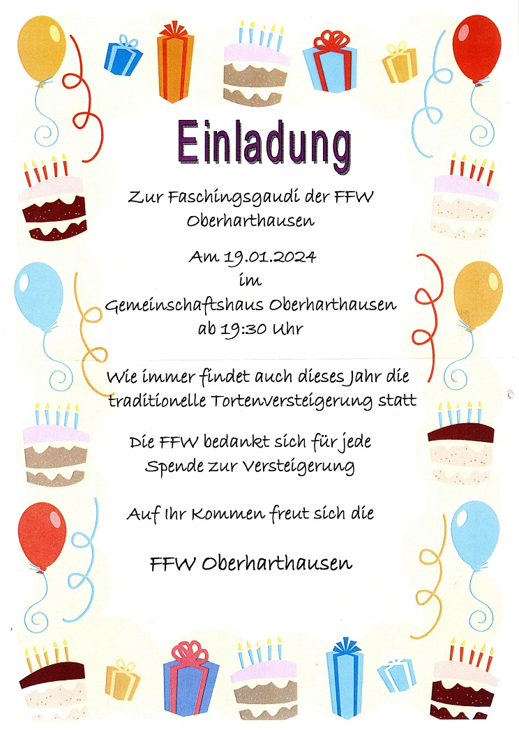 Einladung Faschingsgaudi 2024
