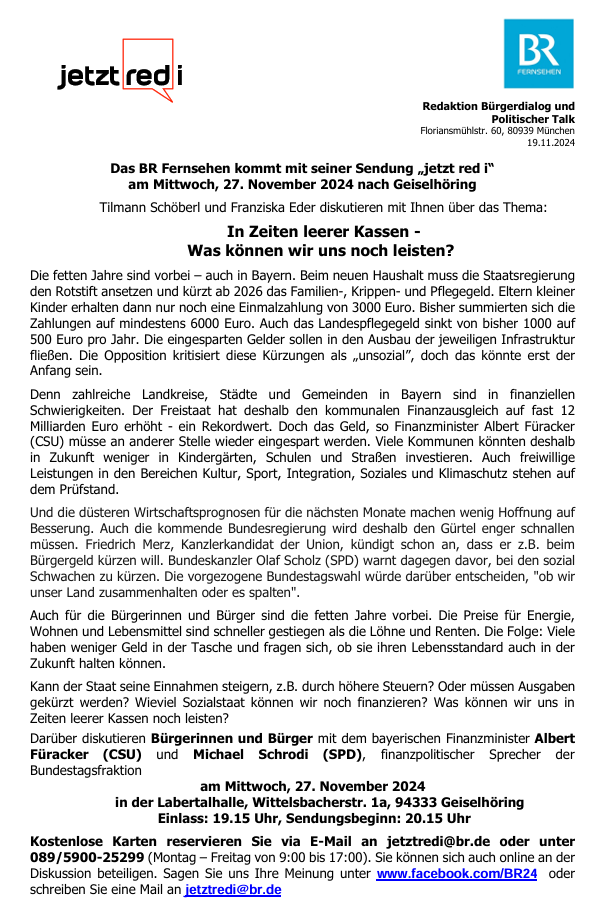 Jetzt red i Anmeldung