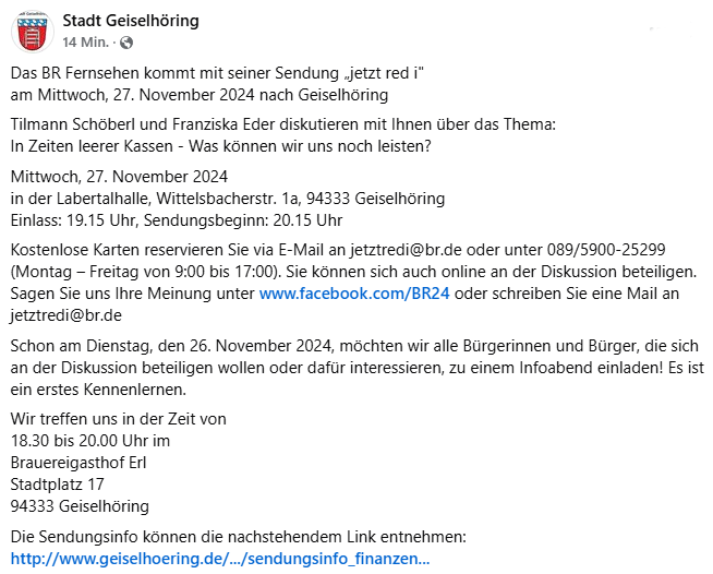 jetzt red i GSH am 27.11.2024