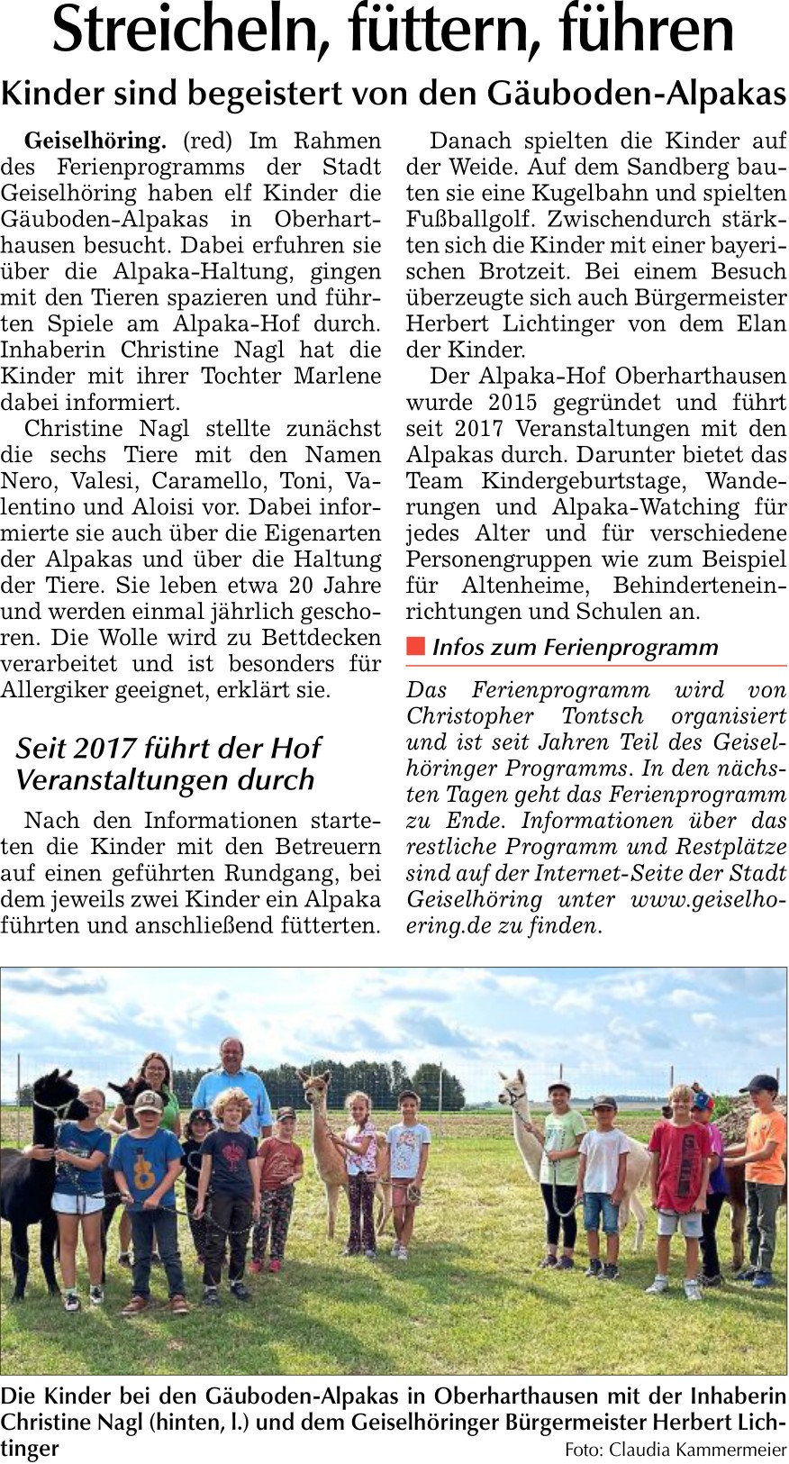 2024 09 05 Straubinger Tagblatt Streicheln futtern fuhren