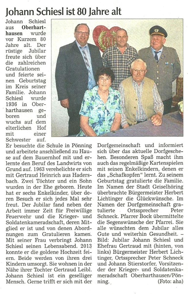 80. Geburtstag Schießl