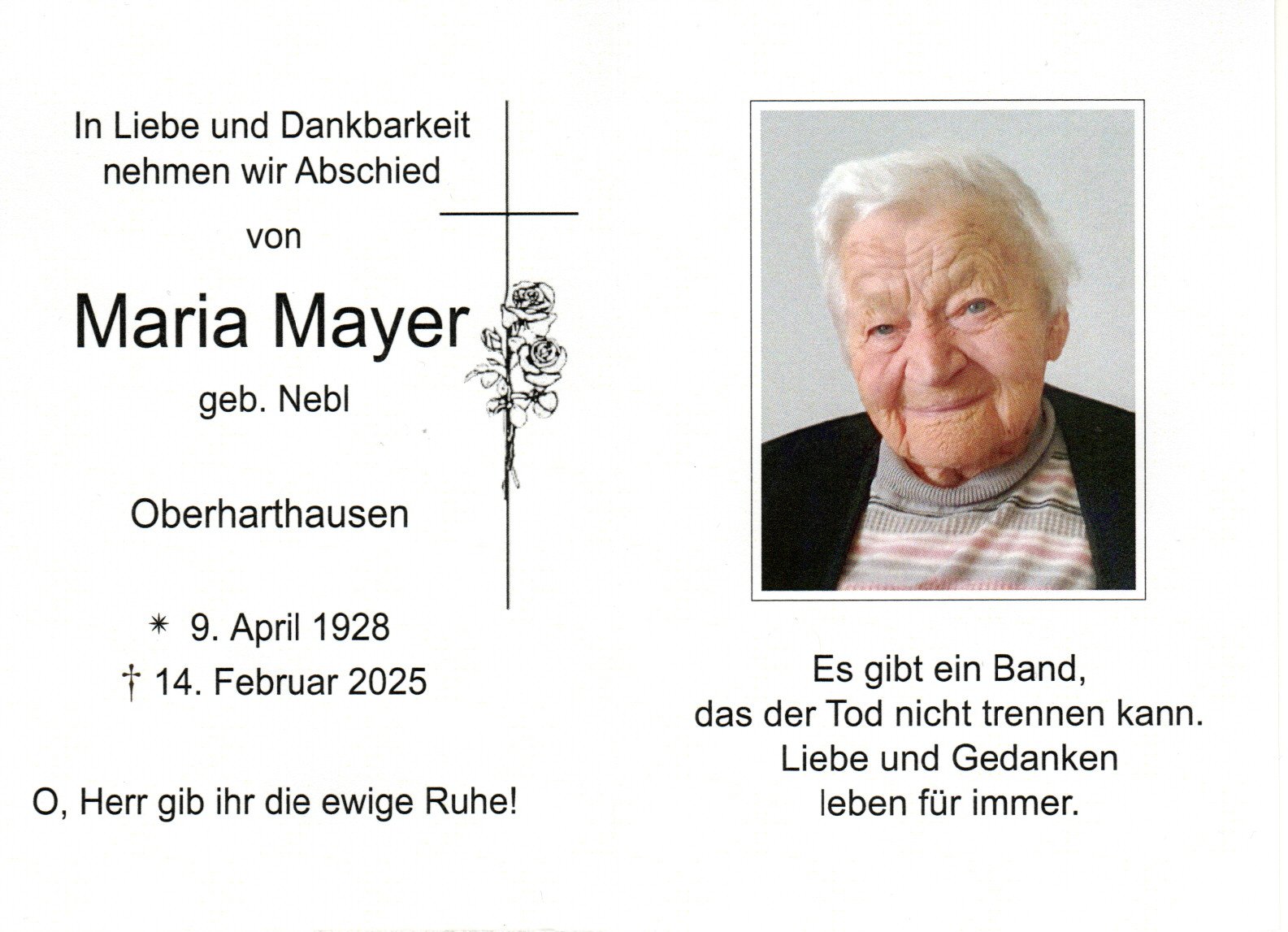 Sterbebild Maria Mayer
