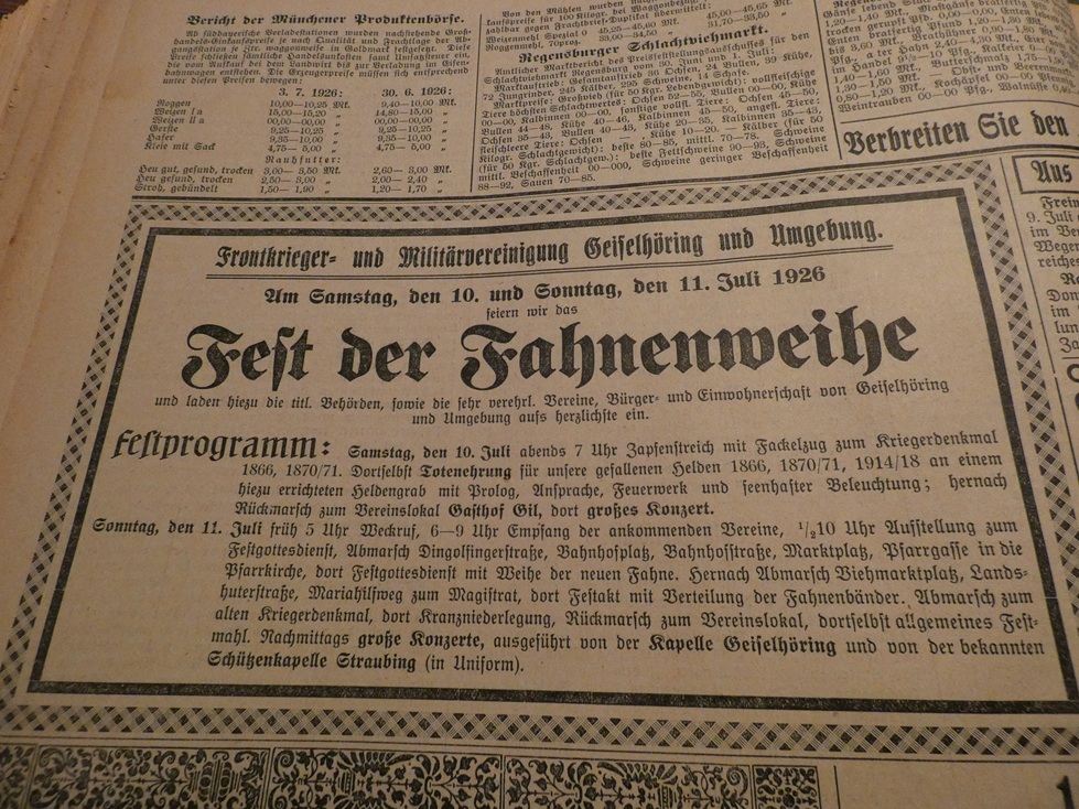 Fahnenweihe Geiselhöring