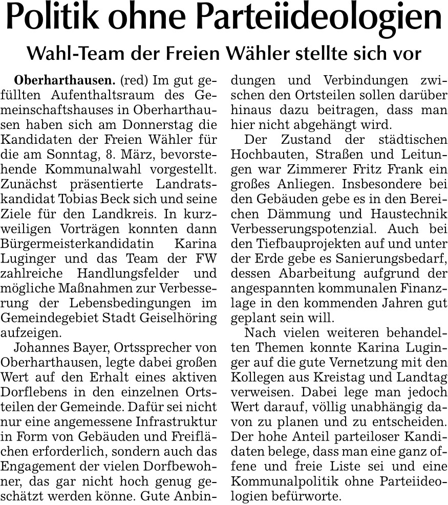 2026 01 31 Allgemeine Laber Zeitung Politik ohne Parteiideologien