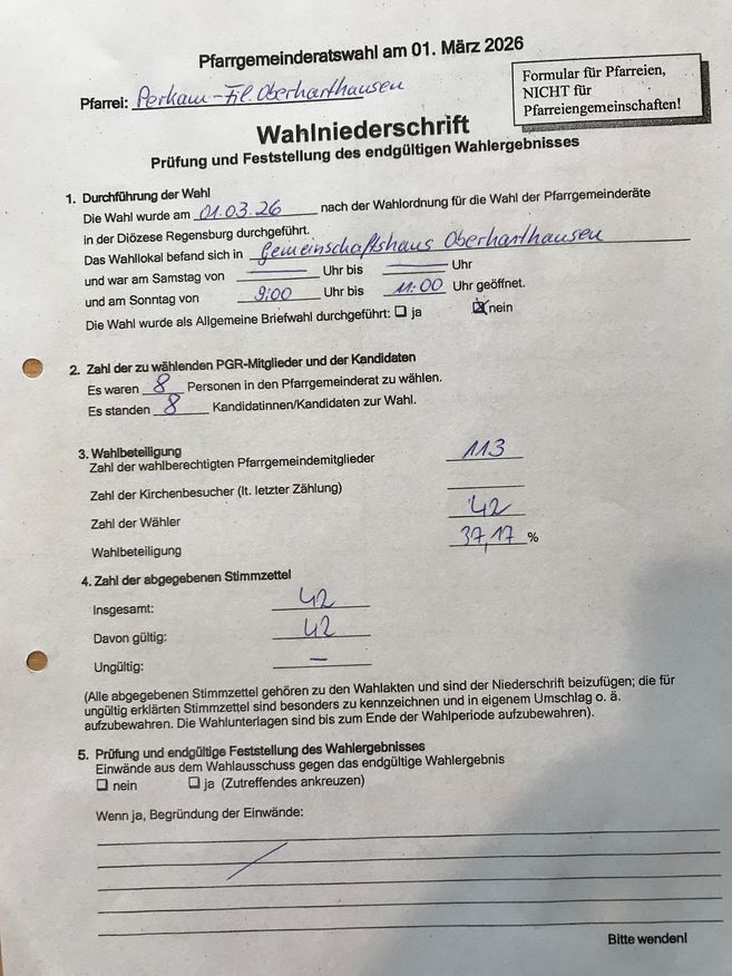 Pfarrgemeinderatswahl