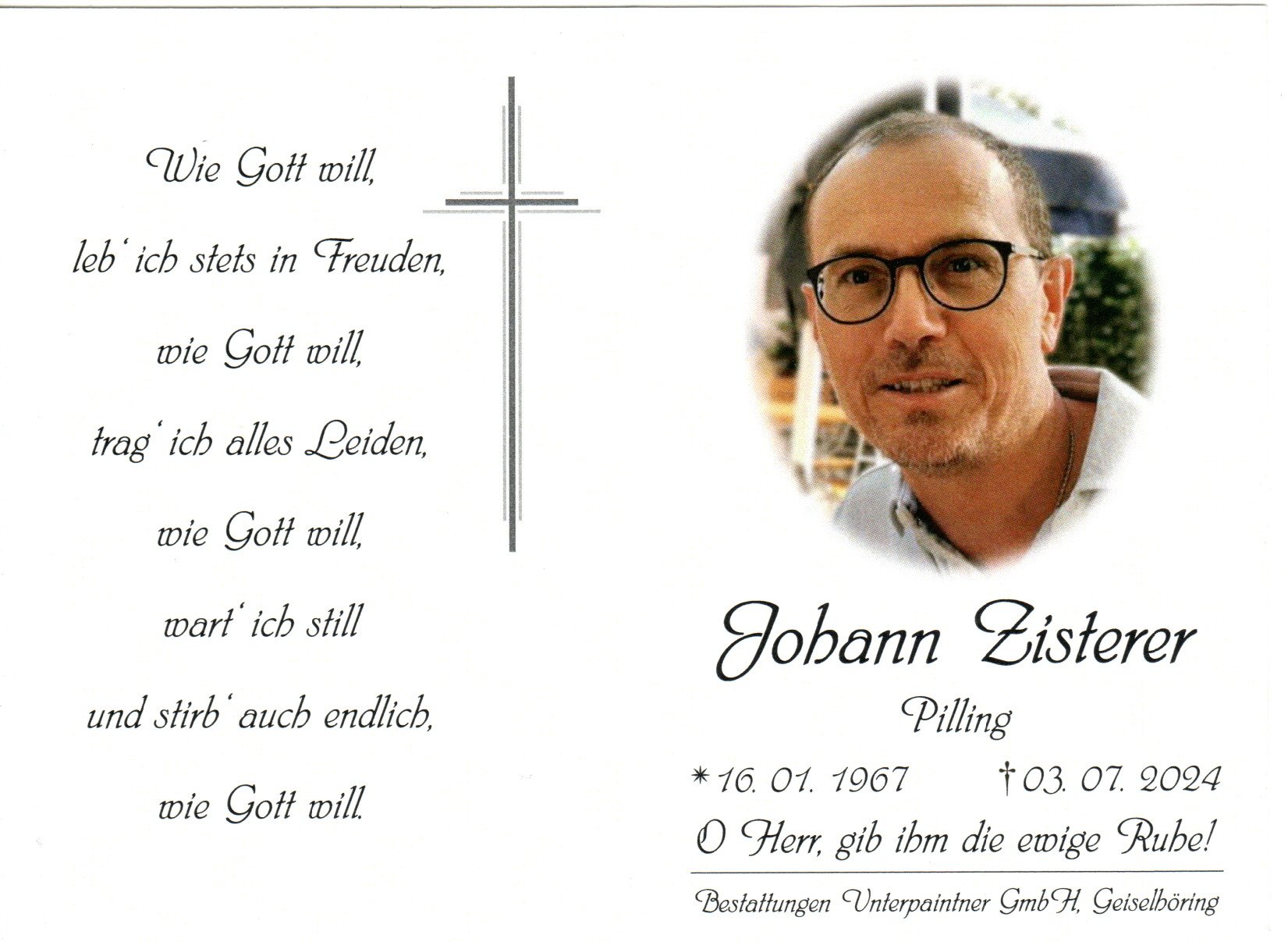Zisterer Hans Sterbebild