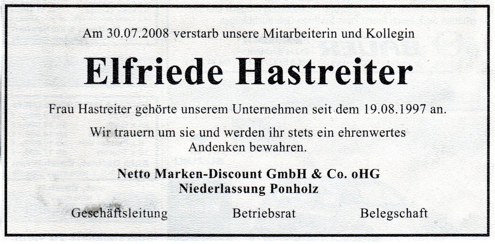 Hasdtreiter Elfriede Nachruf Netto