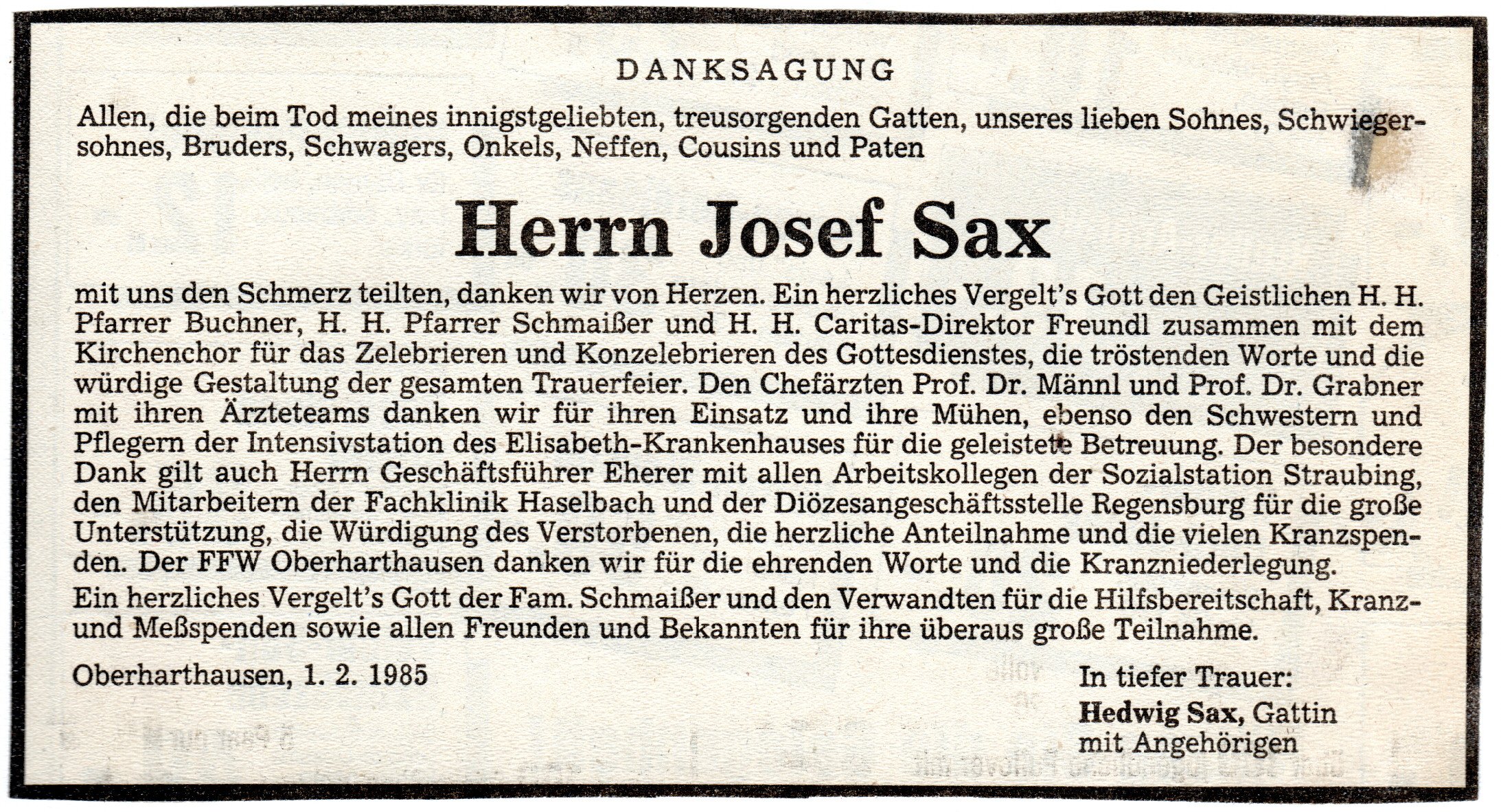 Sax Josef Nachruf