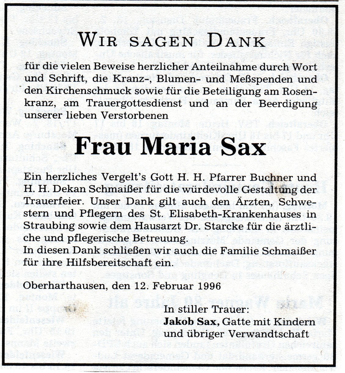 Sax Maria Nachruf
