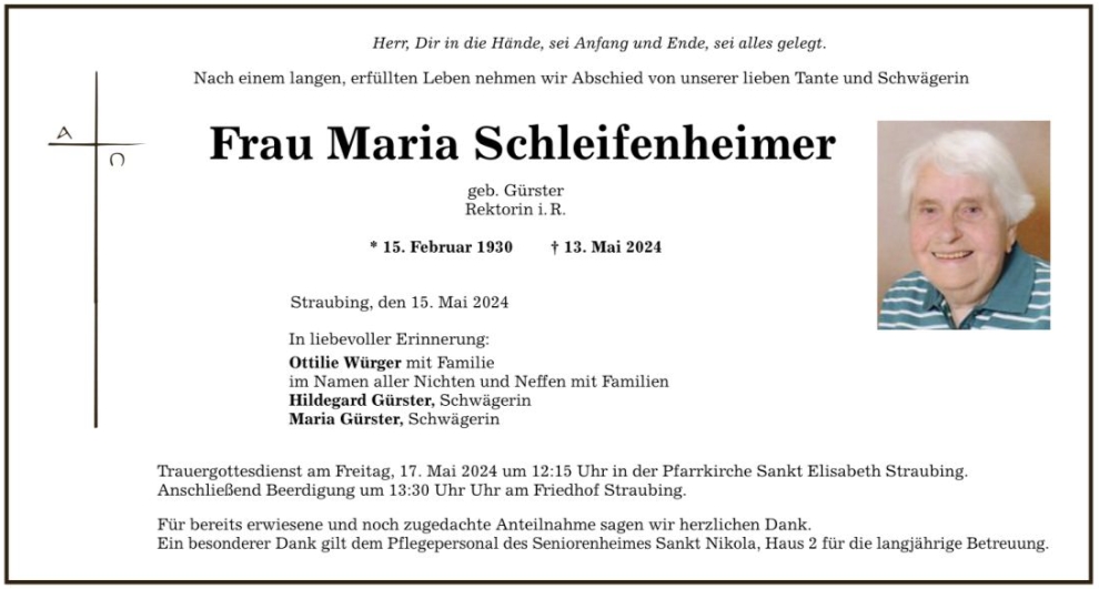 Schleifenheimer geb.Gürster Maria