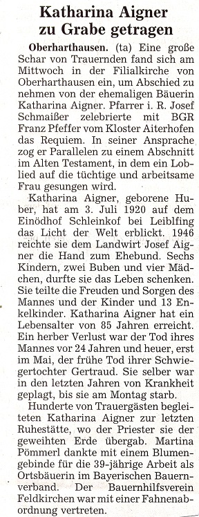 Zeitungsbericht Frau Aigner klein